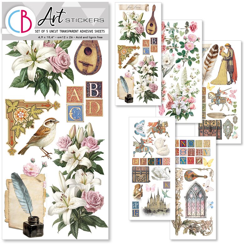 Ciao Bella Art Stickers - Courtly Love Pack of 5