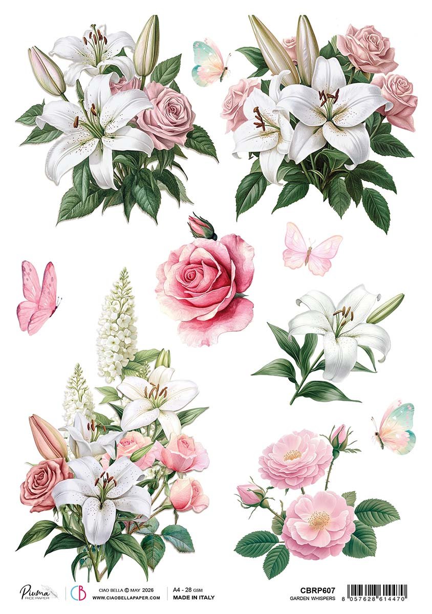 Ciao Bella Garden Whispers A4 Rice Paper Single Sheet