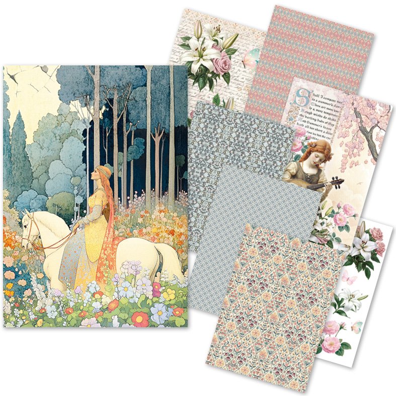 Ciao Bella Courtly Love Rice Paper A5 MIXED 8/Pkg