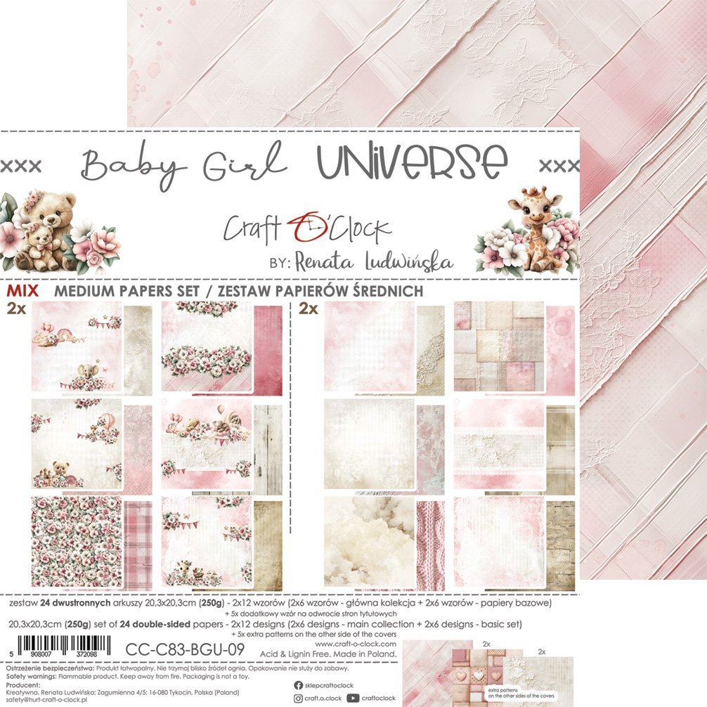 Baby Girl Universe 8x8 Mixed Set Papers - Image 16