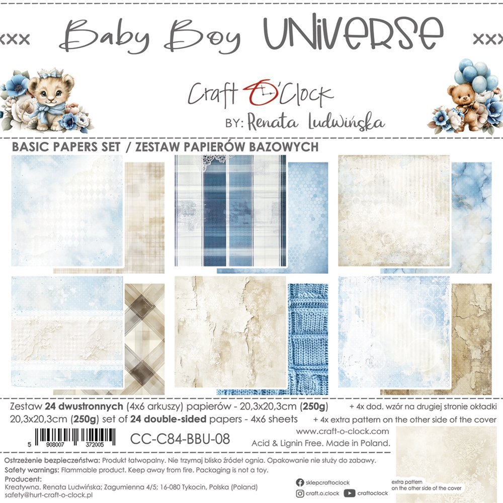 Baby Boy Universe 8x8 Background Papers