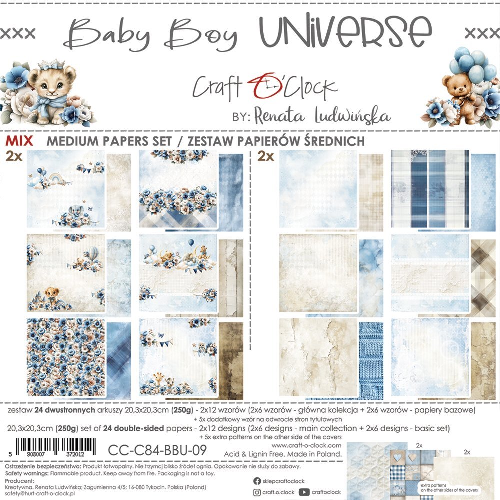 Baby Boy Universe 8x8 Mixed Set Papers