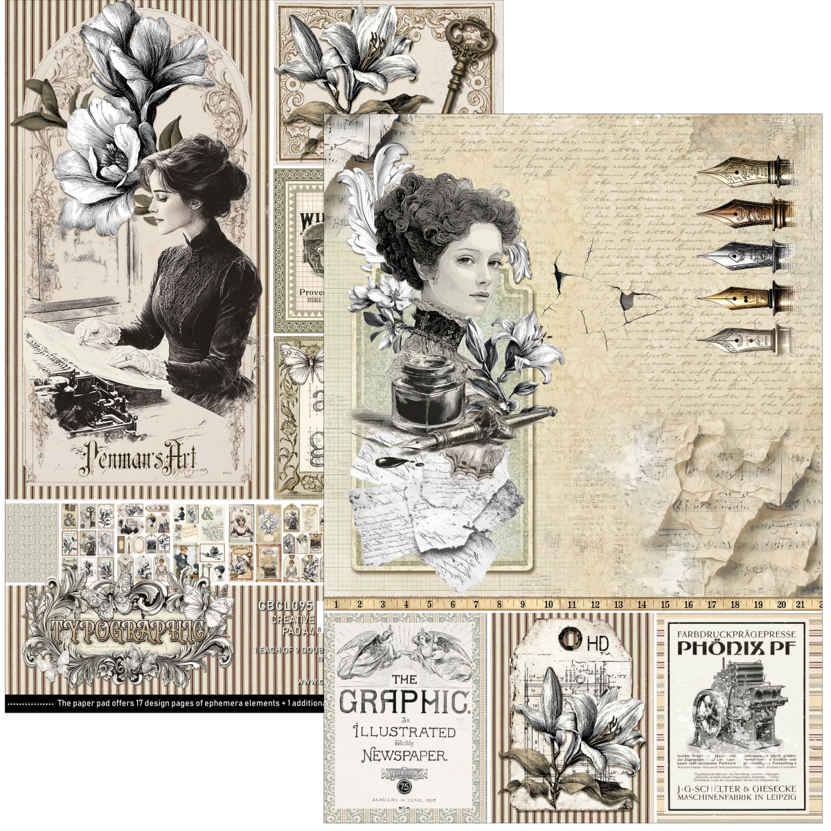 Ciao Bella Typographic Creative Pad A4 9/Pkg - Image 2