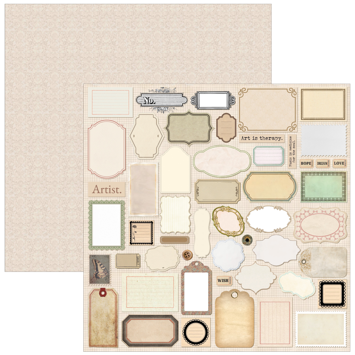 Ciao Bella Typographic Paper Pad 12"x12" 12/Pkg - Image 9