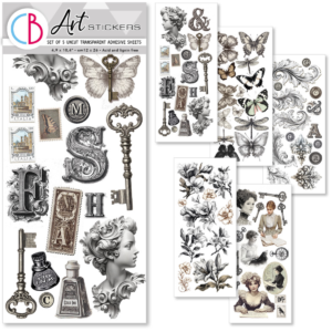 Ciao Bella Typographic Art Stickers transparent adhesive sheets 5/Pkg