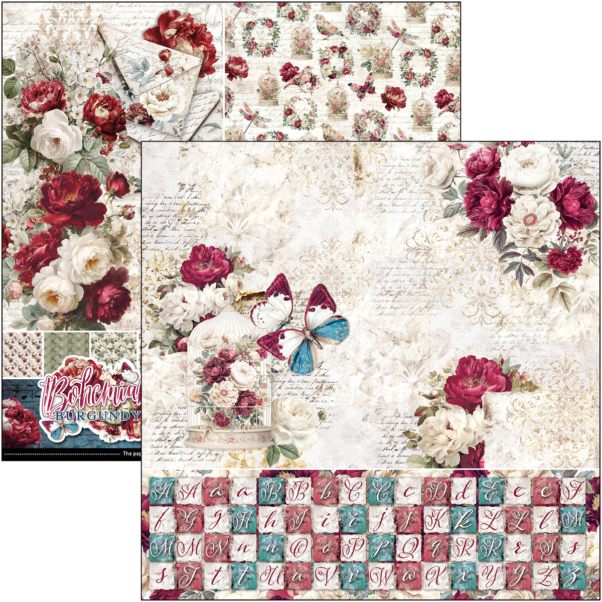 Alternative view of Bohemian Burgundy Patterns Pad 12"x12" 8/Pkg