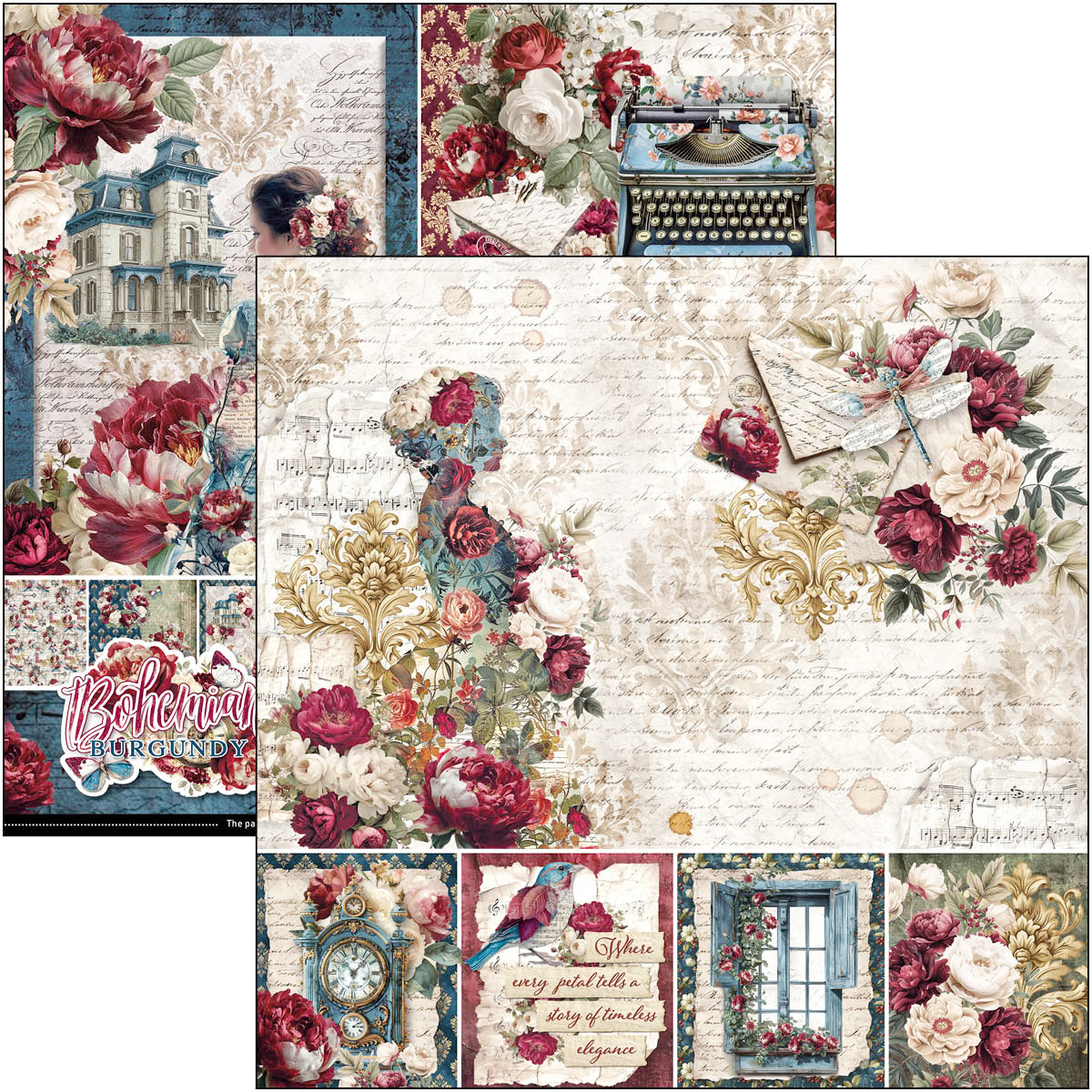 Alternative view of Bohemian Burgundy Paper Pad 12"x12" 12/Pkg