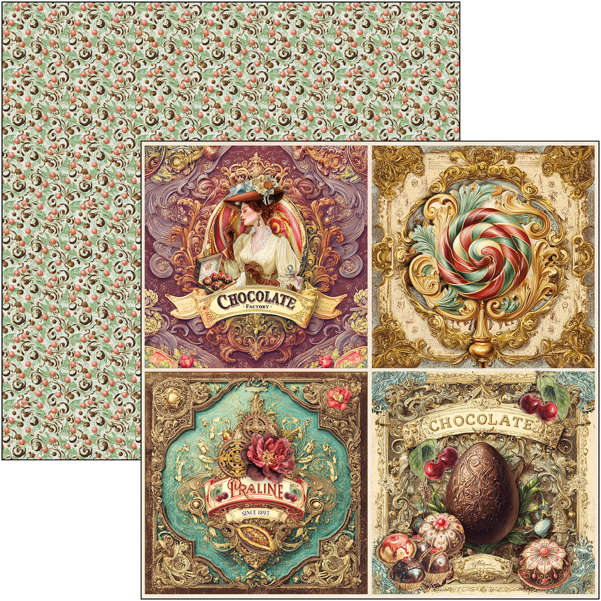 Alternative view of Chocolate Wanderlust Patterns Pad 12"x12" 8/Pkg