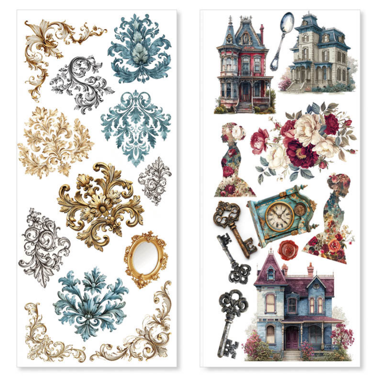 Bohemian Burgundy Art Stickers transparent adhesive sheets 5/Pkg - Image 3
