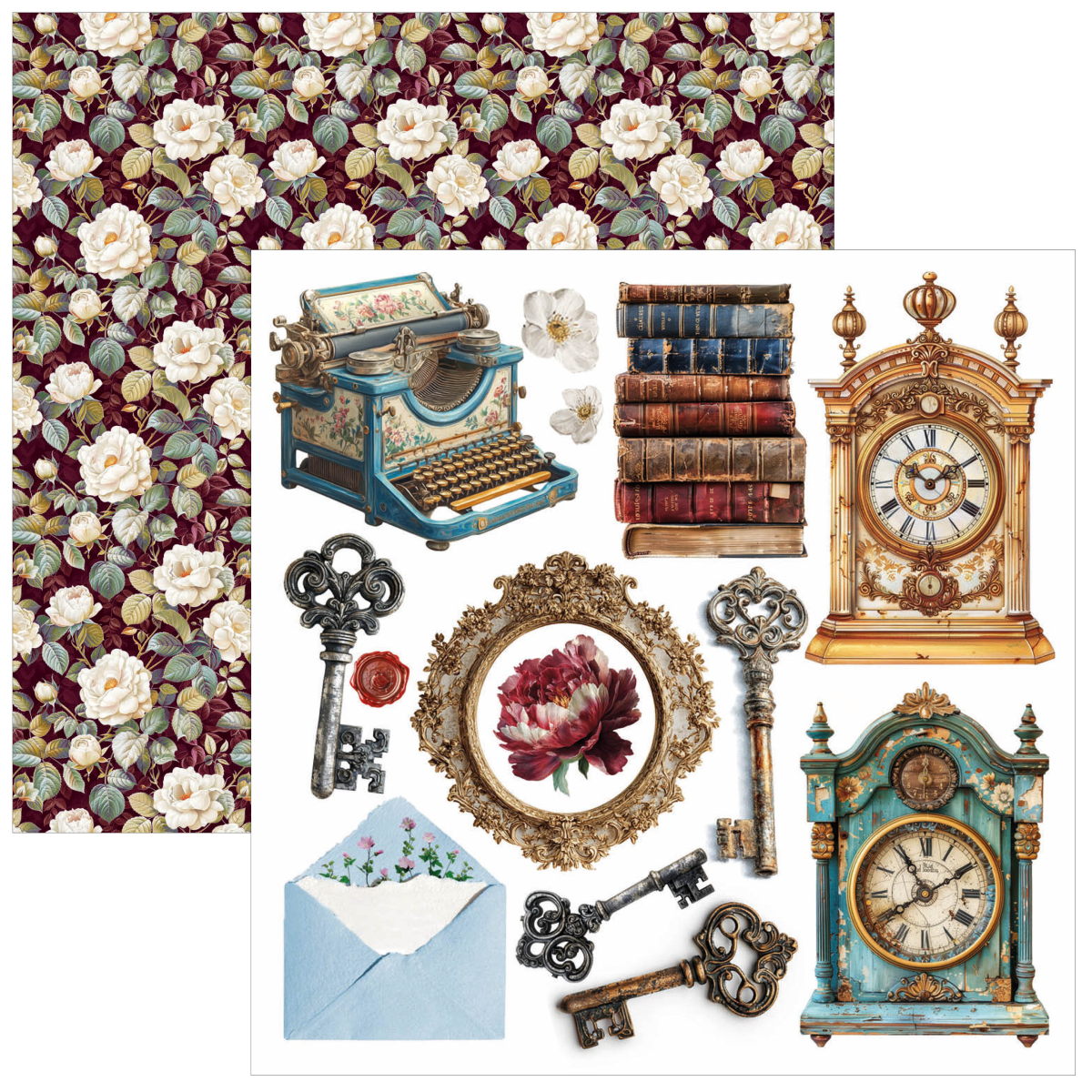 Bohemian Burgundy Fussy Cut Pad 6"x6" 24/Pkg - Image 4