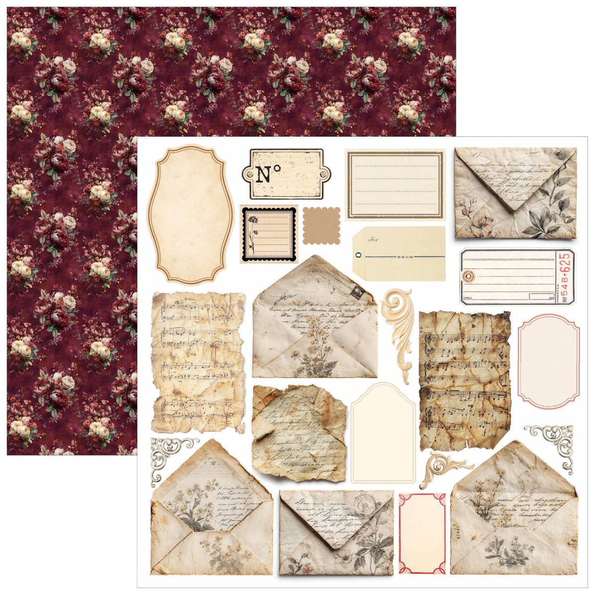 Bohemian Burgundy Fussy Cut Pad 6"x6" 24/Pkg - Image 8