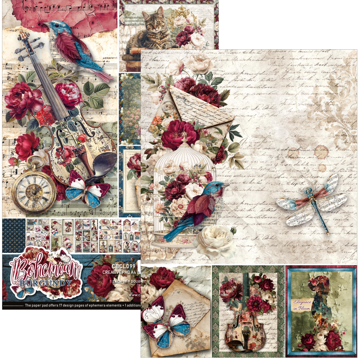 Alternative view of Bohemian Burgundy Creative Pad A4 9/Pkg