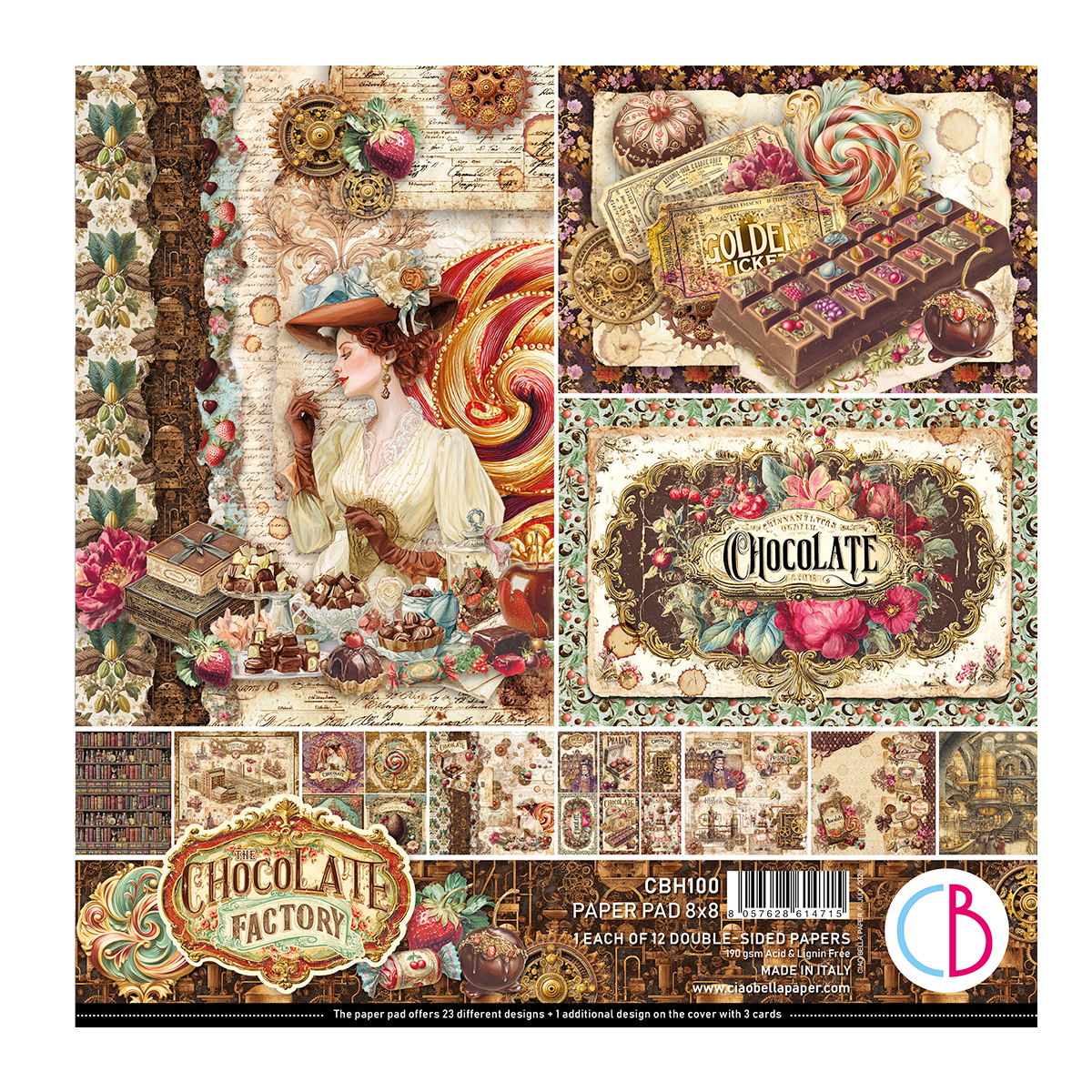 Chocolate Wanderlust Paper Pad 8"x8" 12/Pkg