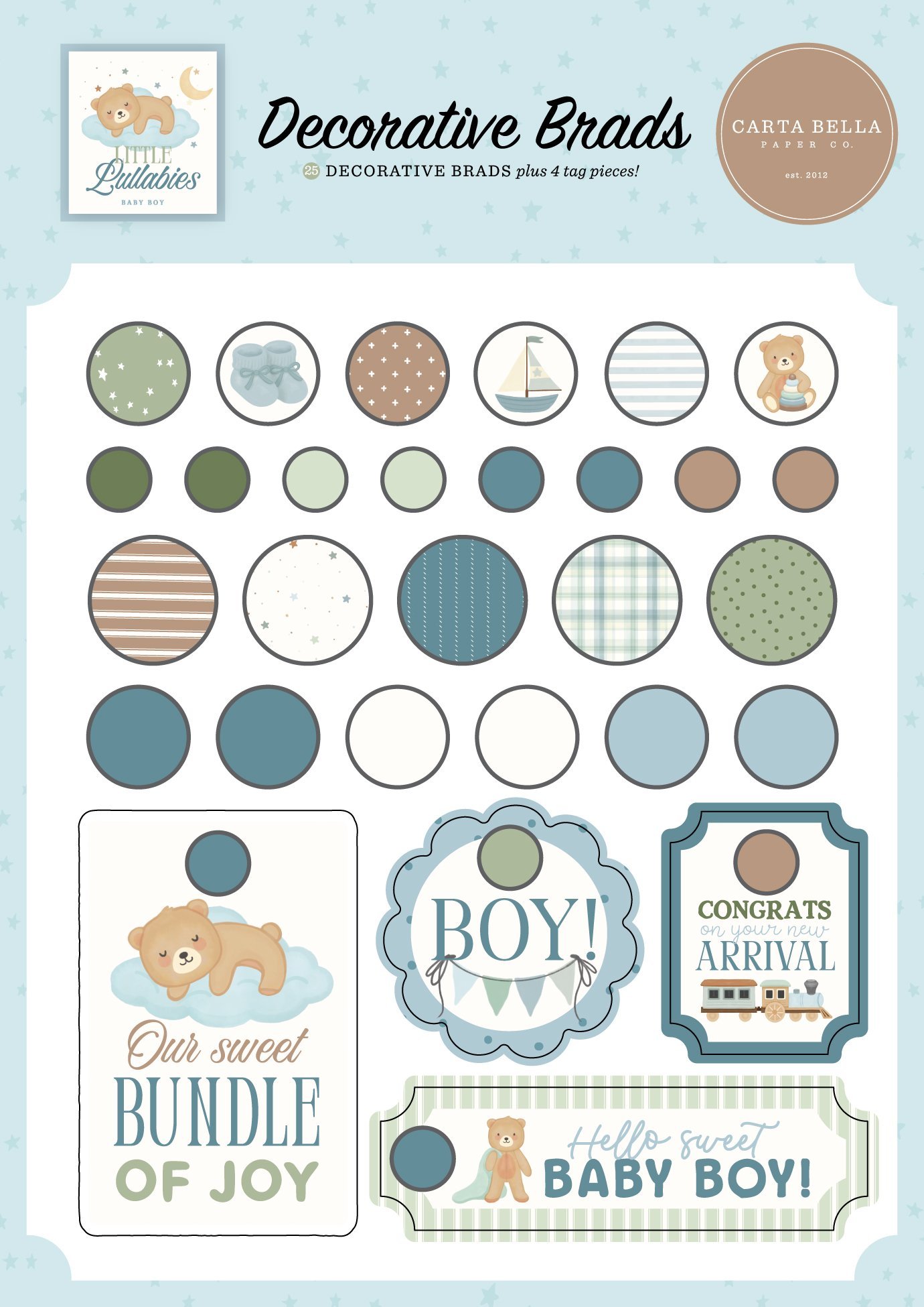 Little Lullabies - Baby Boy Decorative Brads