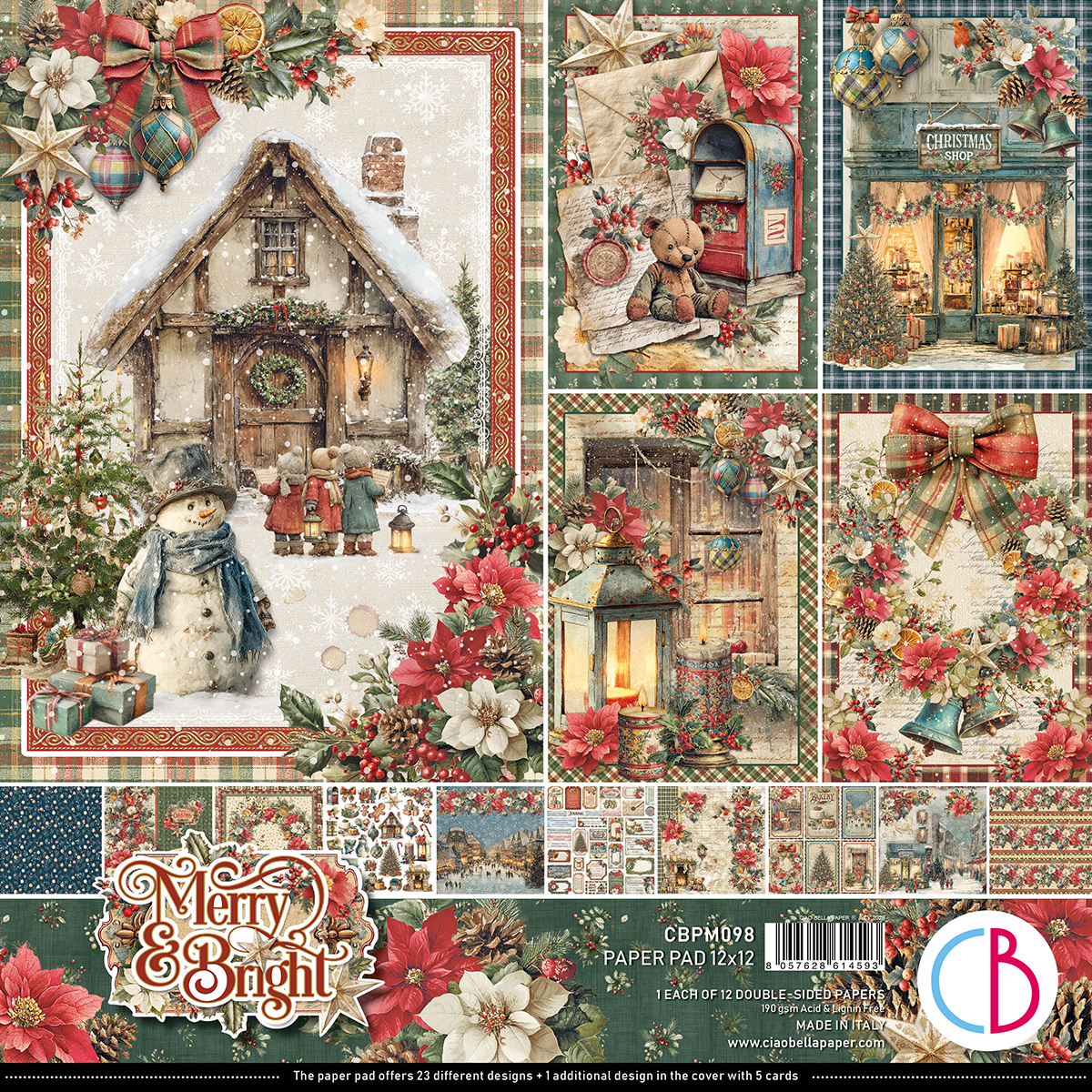 Merry & Bright Paper Pad 12"x12" 12/Pkg