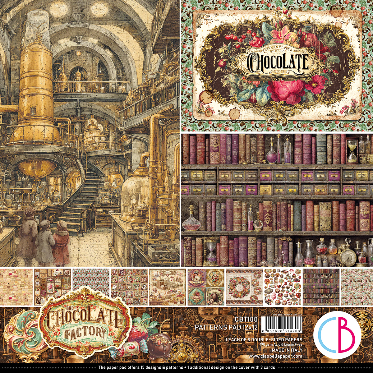Chocolate Wanderlust Patterns Pad 12"x12" 8/Pkg