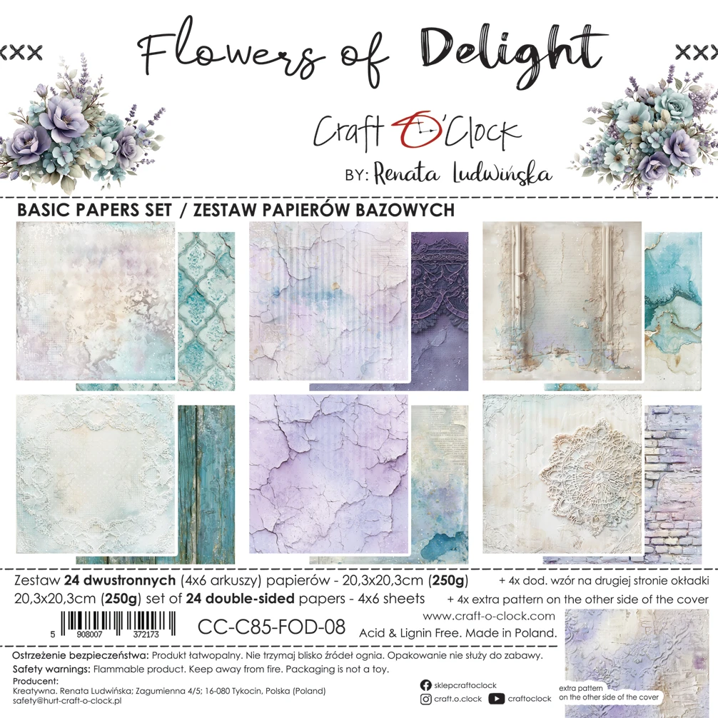 Craft O'Clock Flowers of Delight 8x8 Background Papers