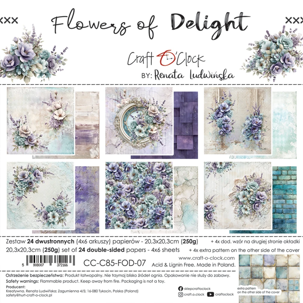 Alternative view of Craft O'Clock Flowers of Delight 8x8 Mixed Set Papers