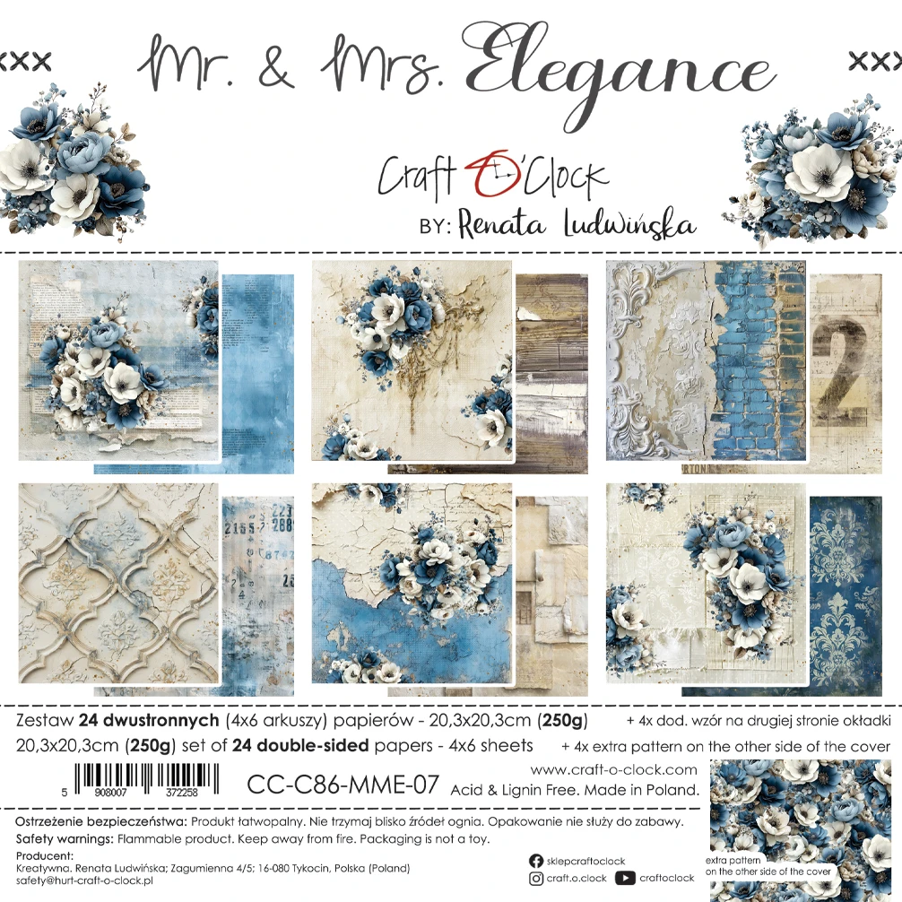 Craft O'Clock Mr & Mrs Elegance 8x8 Main Papers