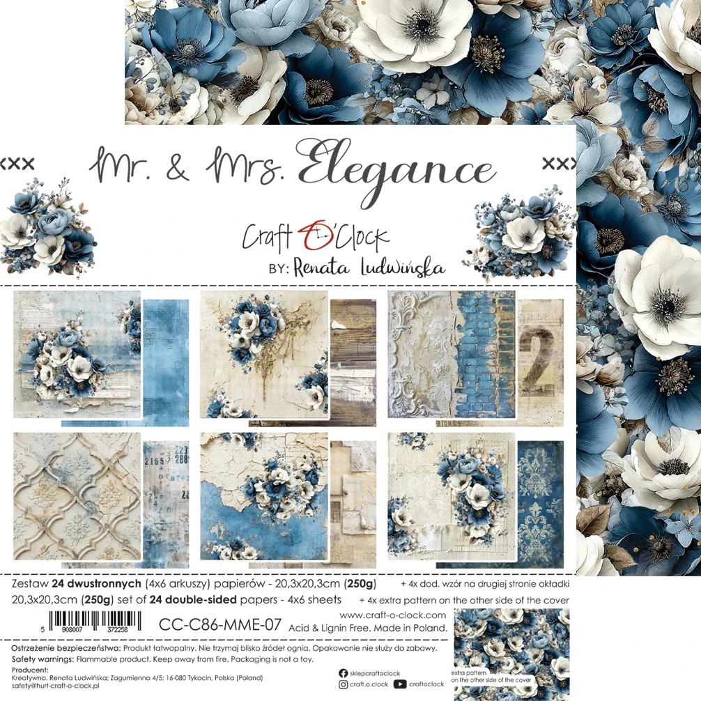 Craft O'Clock Mr & Mrs Elegance 8x8 Mixed Set Papers - Image 18