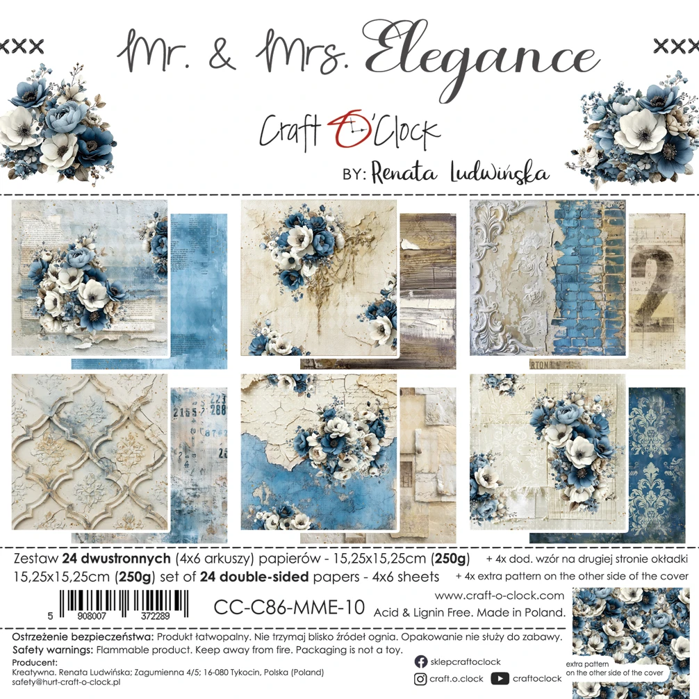 Craft O'Clock Mr & Mrs Elegance 6x6 Main Papers