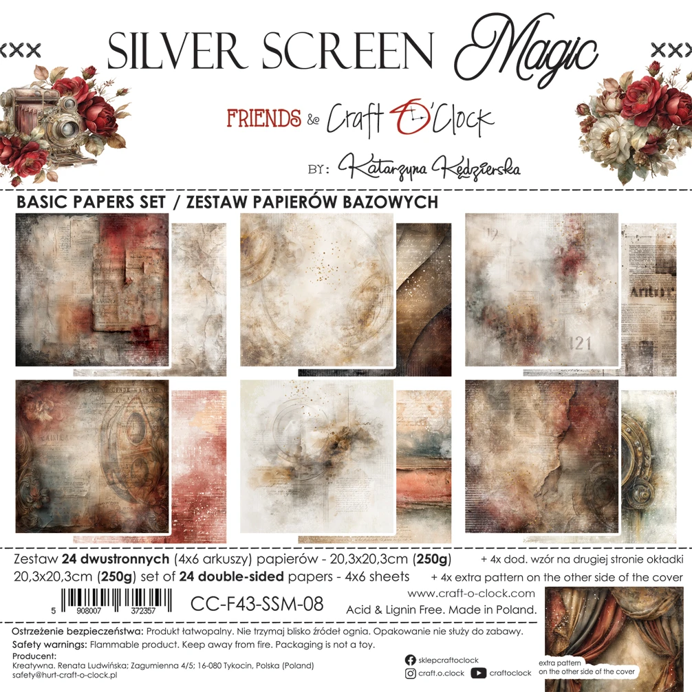 Craft O'Clock Silver Screen Magic 8x8 Mixed Set Papers - Image 9