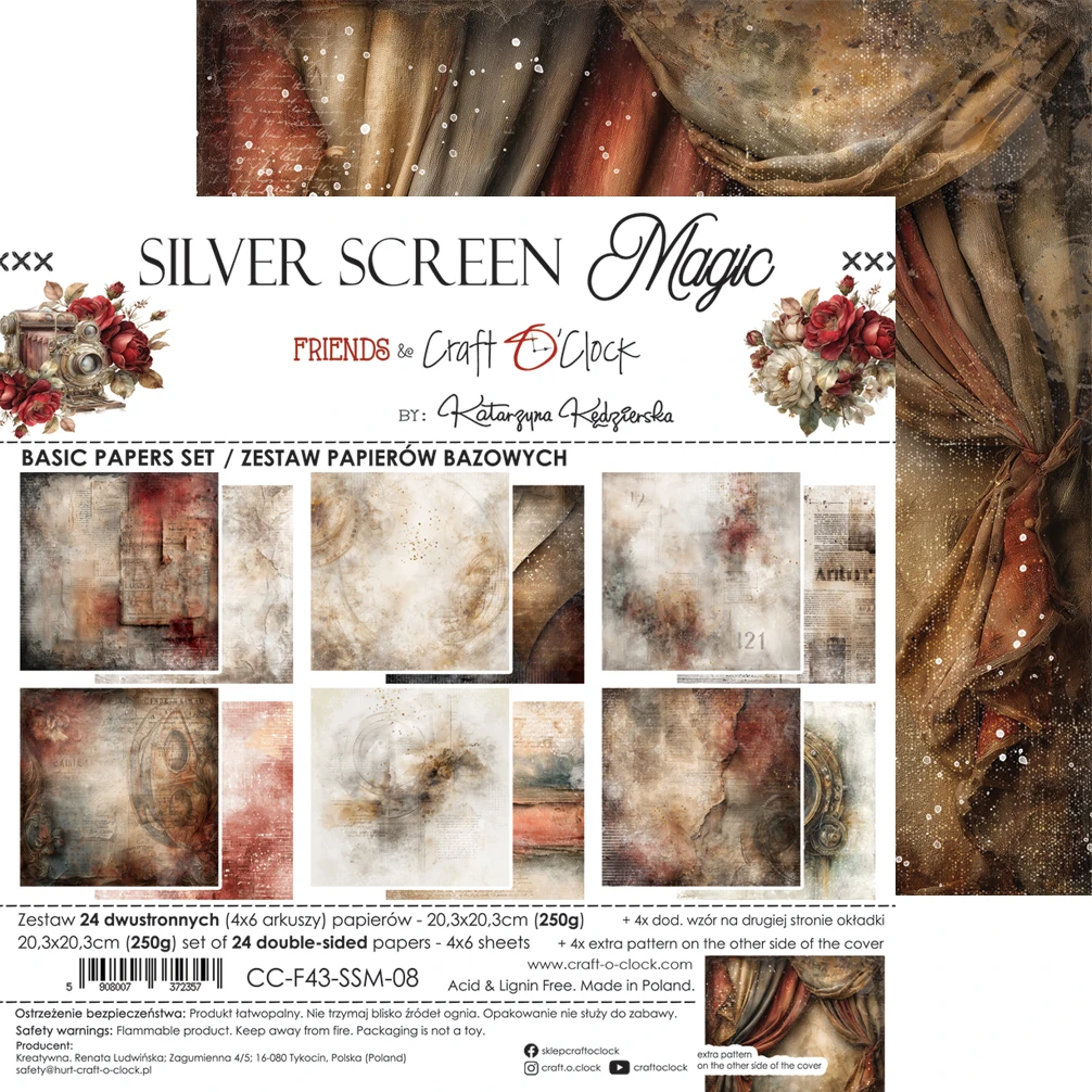 Craft O'Clock Silver Screen Magic 8x8 Mixed Set Papers - Image 20