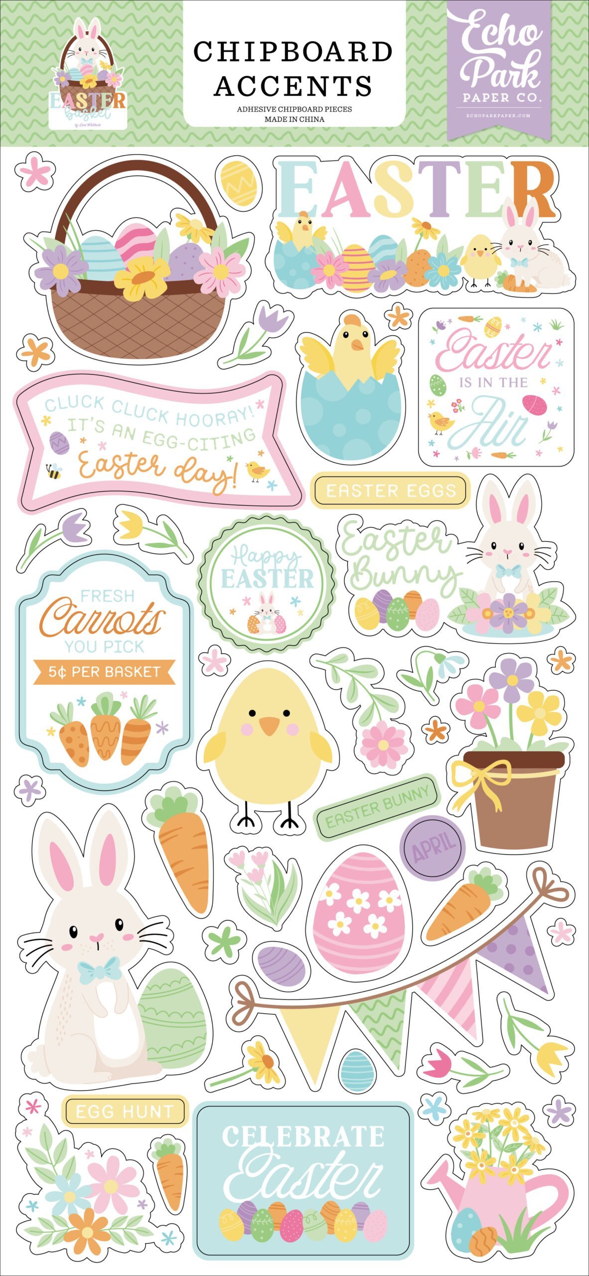 Easter Basket 6x13 Chipboard Accents