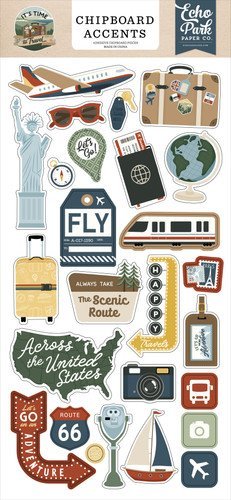 It's Time to Travel 6x13 Chipboard Accents