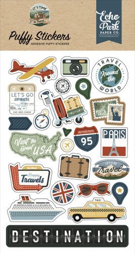 It's Time to Travel Puffy Stickers