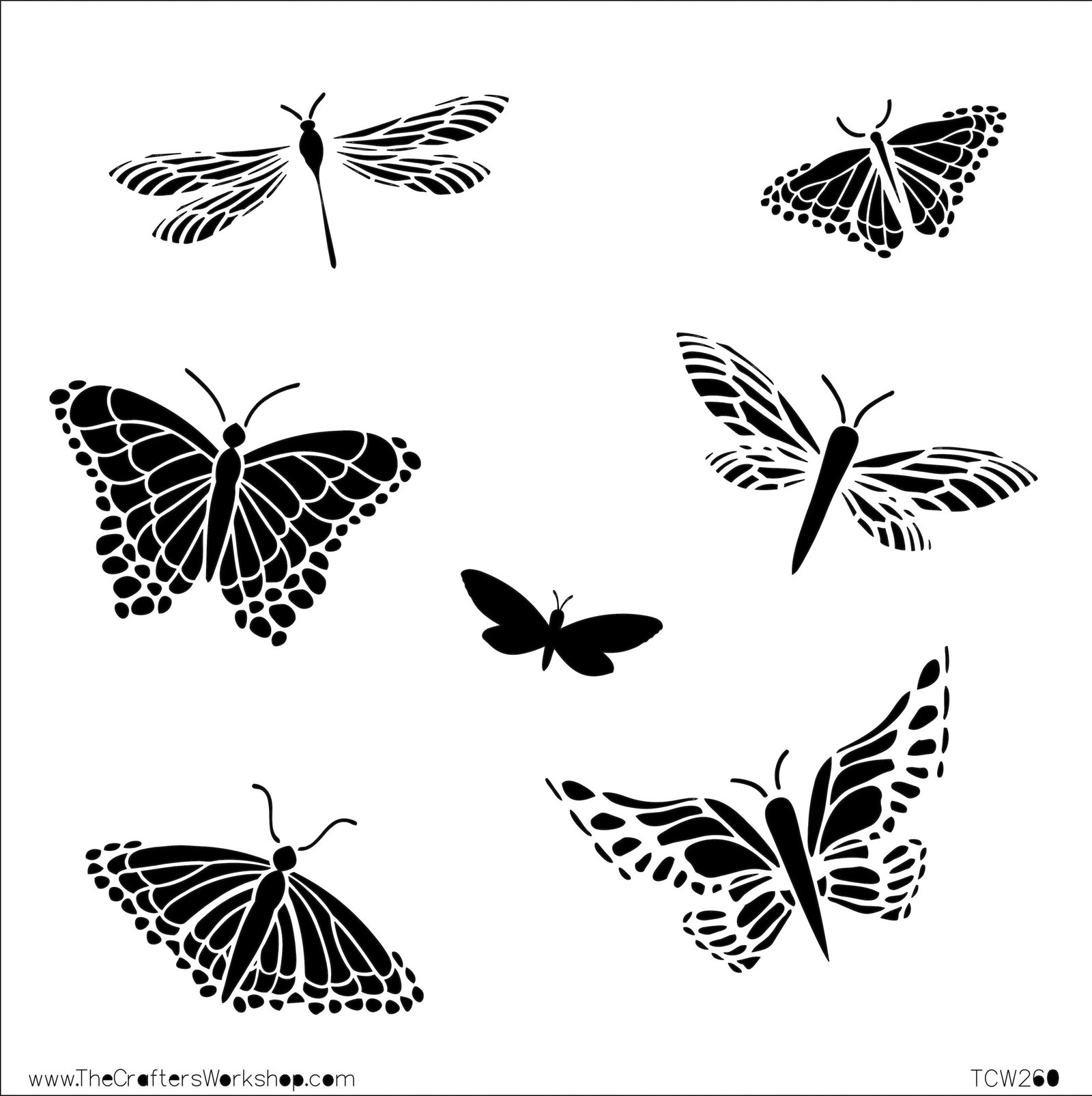 The Crafters Workshop - 6x6 Stencils - Mariposas - TCW260s