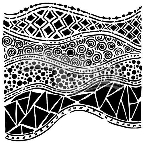 The Crafters Workshop - 6x6 Stencils - Crazy Waves - TCW743s